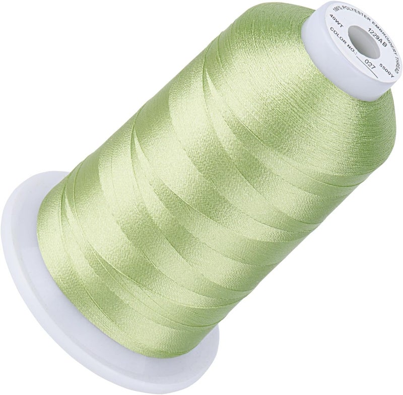 simthread 5500Yds Embroidery Thread, 5000M High-Yardage 40WT 100% Polyester Thread – 170+ Vivid Colors, High-Speed Rated – Compatible with Brother, Singer, Janome & More - Fresh Green 027 - Image 1
